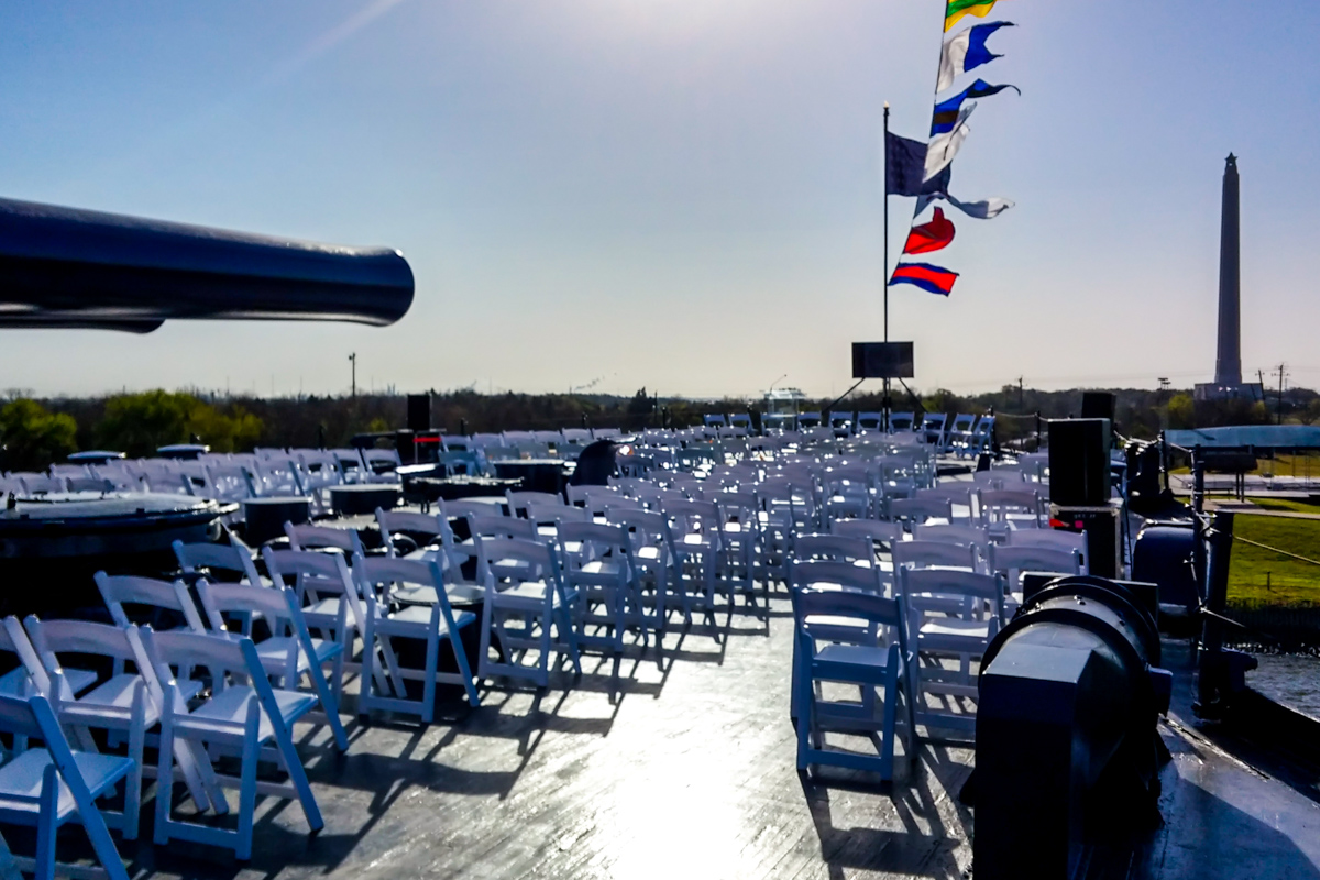 Battleship Texas ceremony on deck