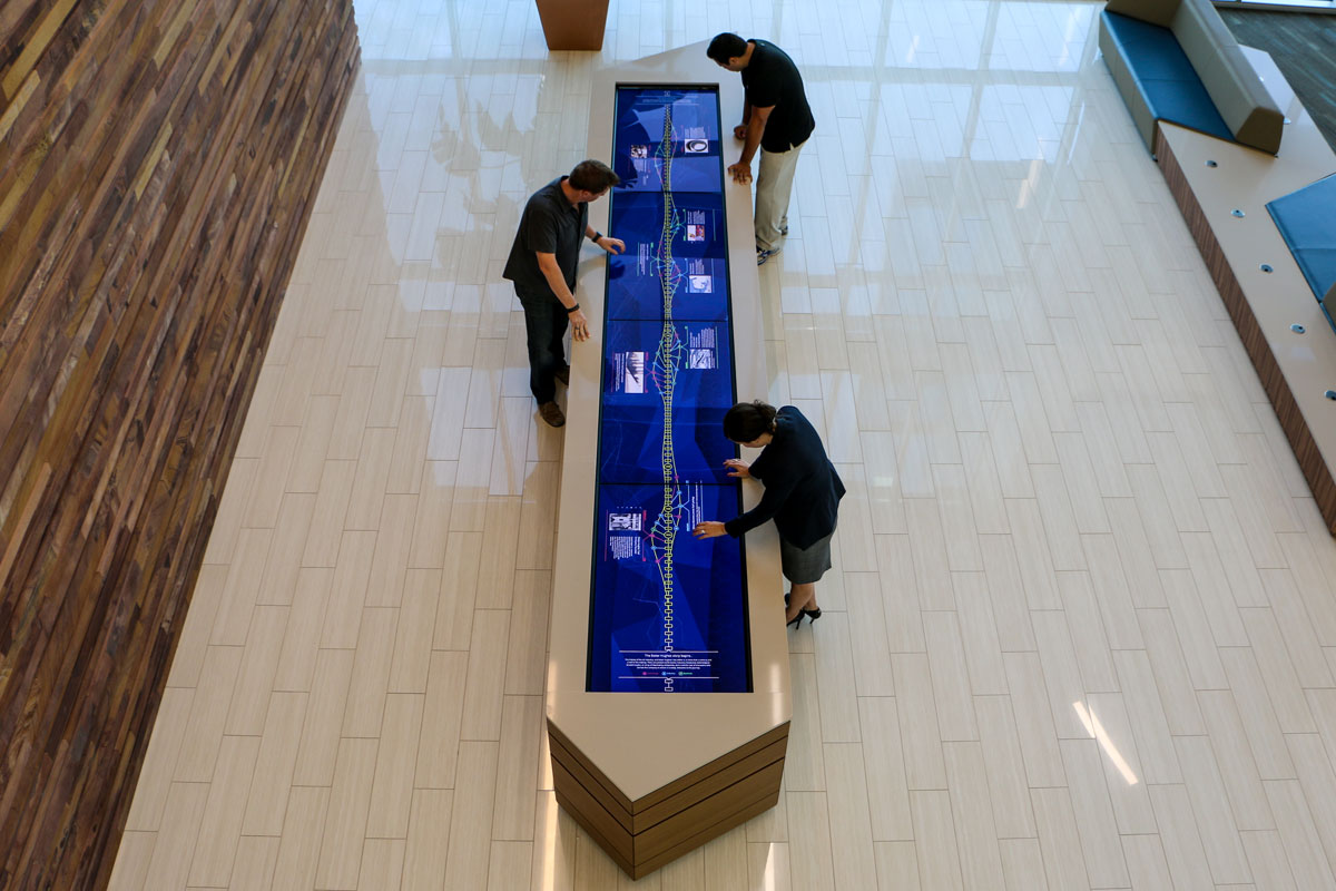 Baker Hughes Education Center interactive video touch table display