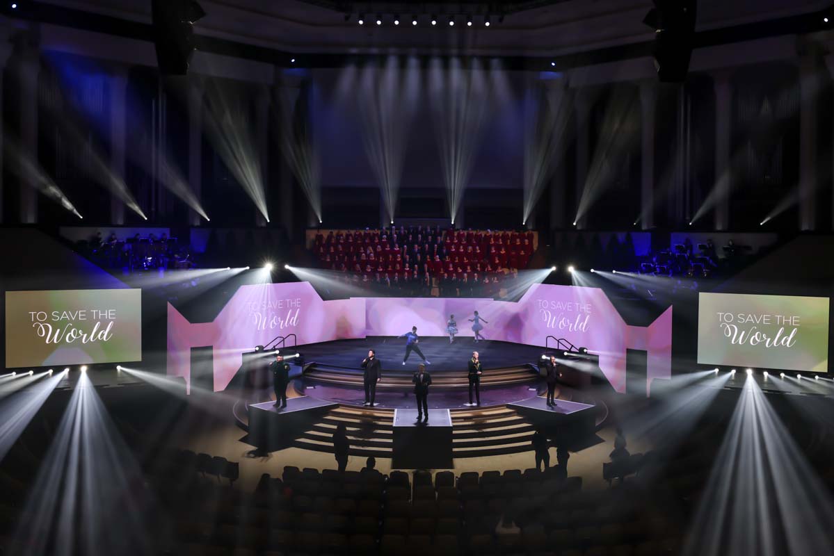 Church musical event stage video background text
